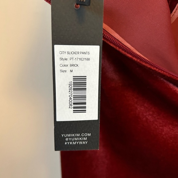 Yumi Kim. City Slicker Velvet Pants. Brick Velour. Medium - Picture 13 of 15